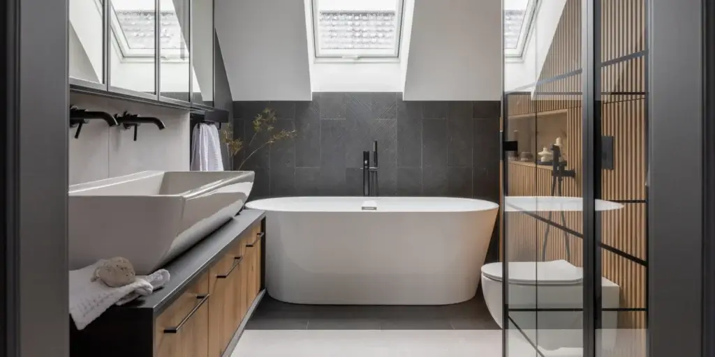 Modern bathroom interior design with a good layout